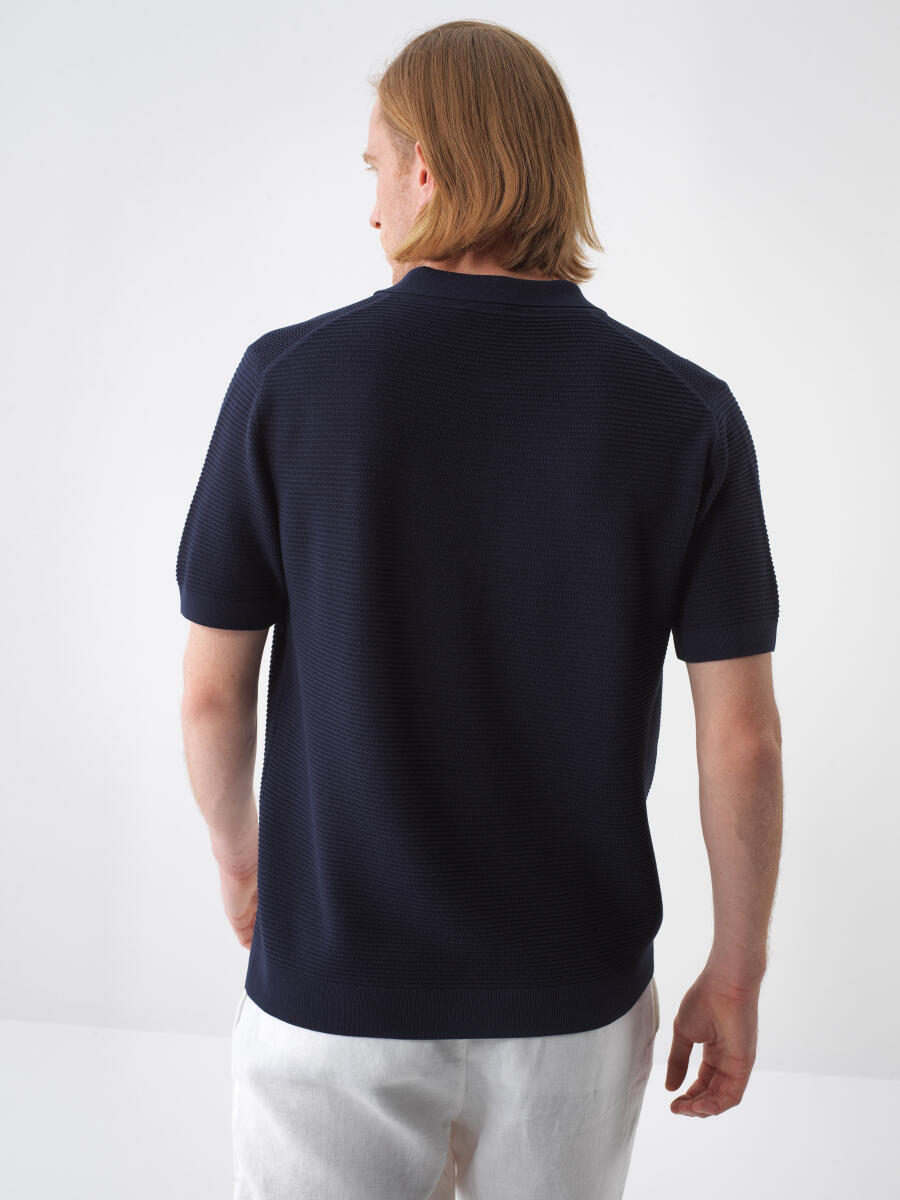 Navy Blue Regular Fit Sweater - 4