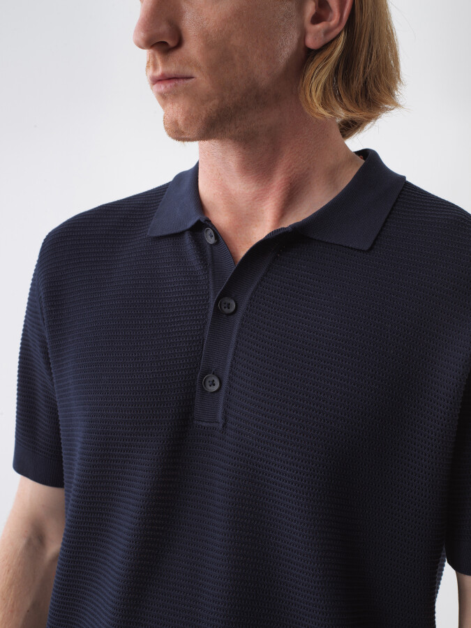 Navy Blue Regular Fit Sweater - 2