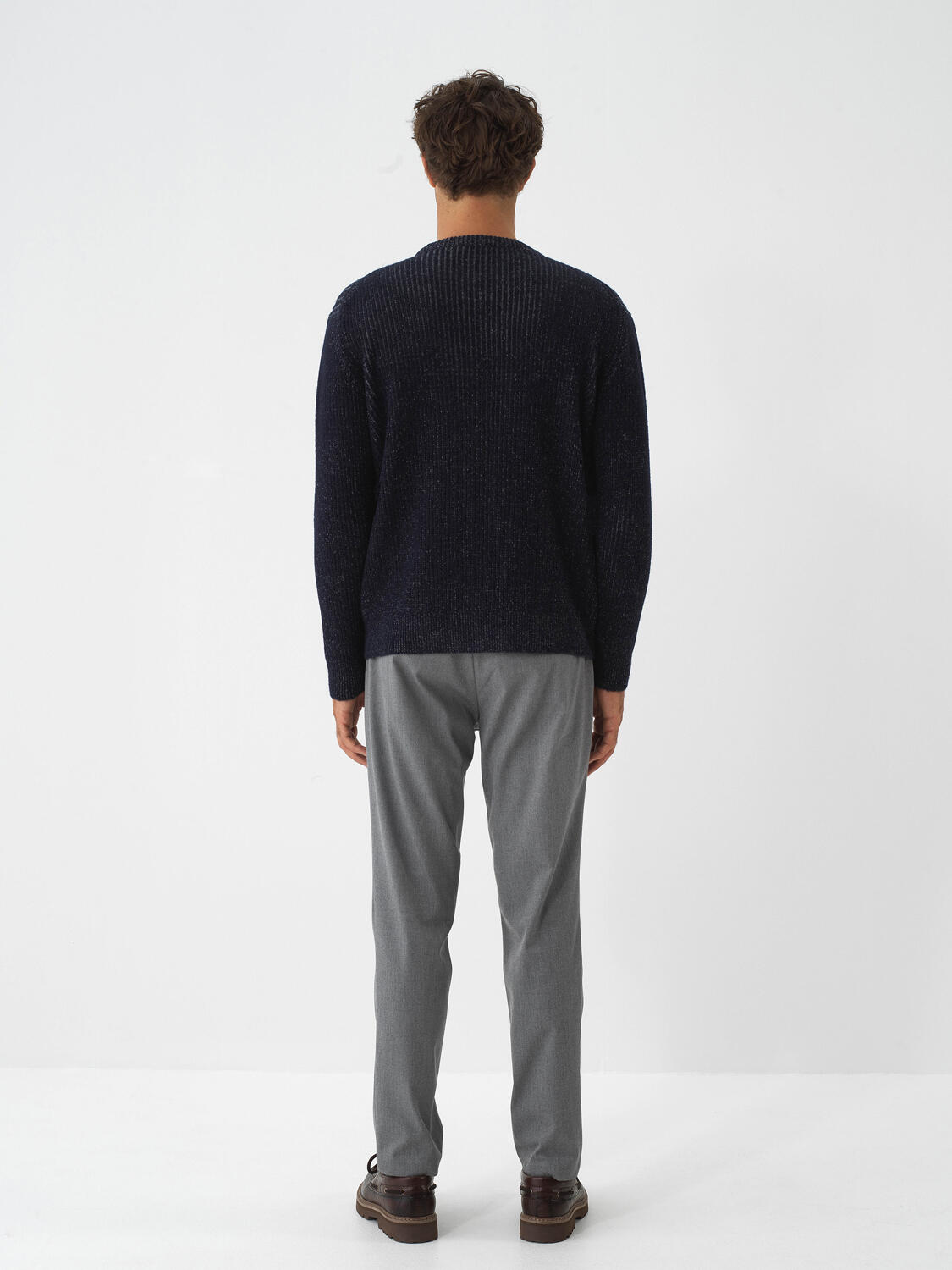 Navy Blue Soft Texture Regular Fit Sweater - 6