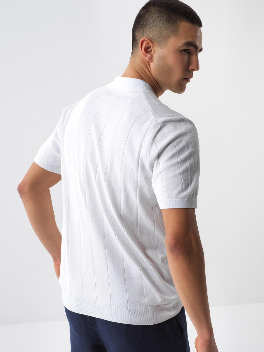 White Regular Fit Cotton Sweater - 4