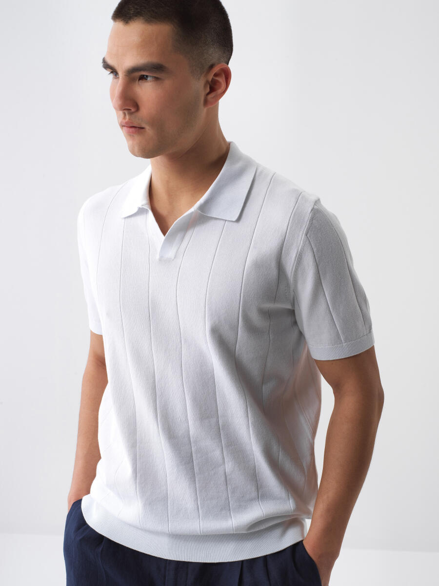 White Regular Fit Cotton Sweater - 2