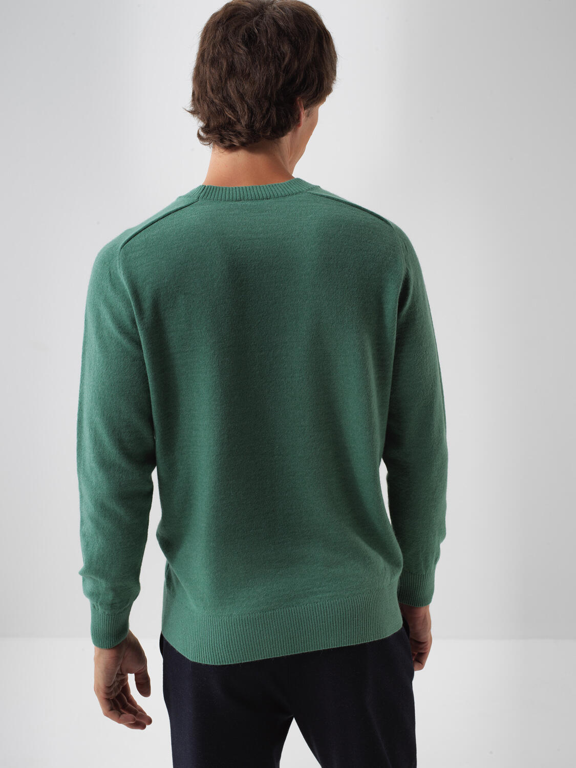 Wool Crew Neck Basic Sweater - 3