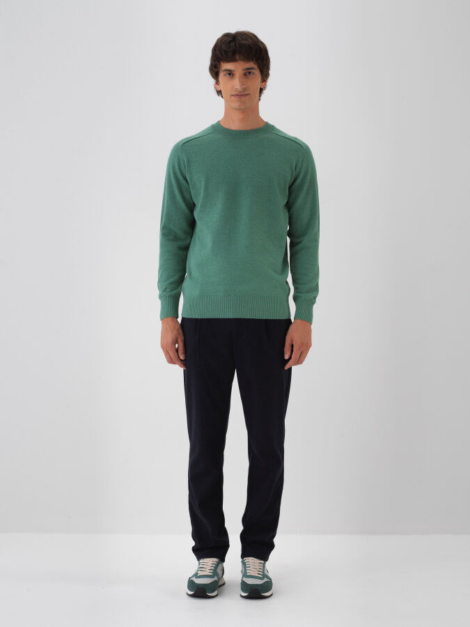 Wool Crew Neck Basic Sweater - Xint