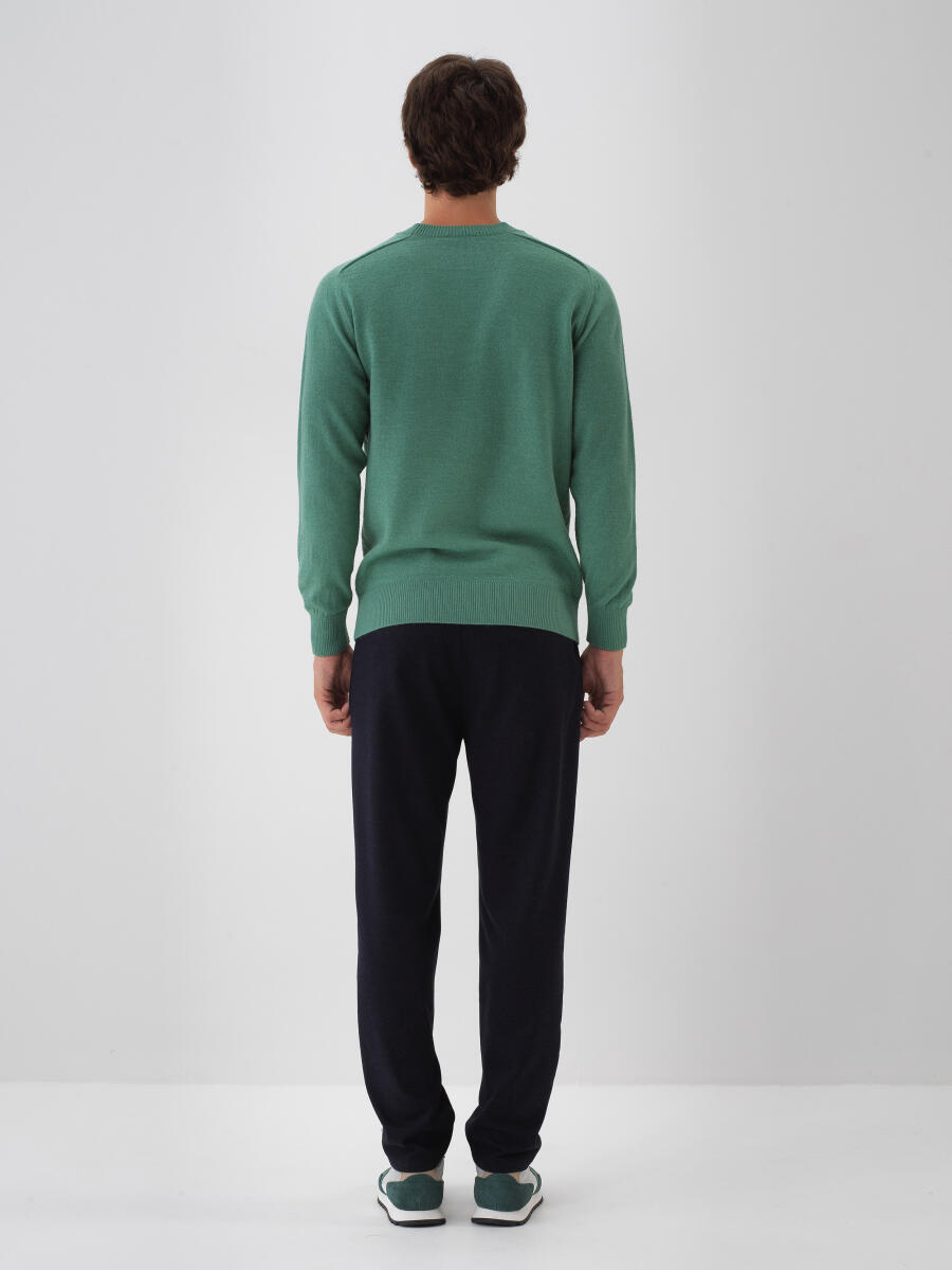 Wool Crew Neck Basic Sweater - 4