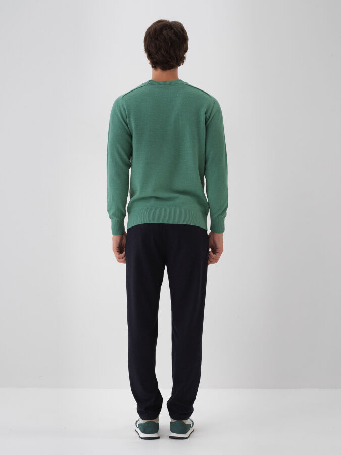 Wool Crew Neck Basic Sweater - 6