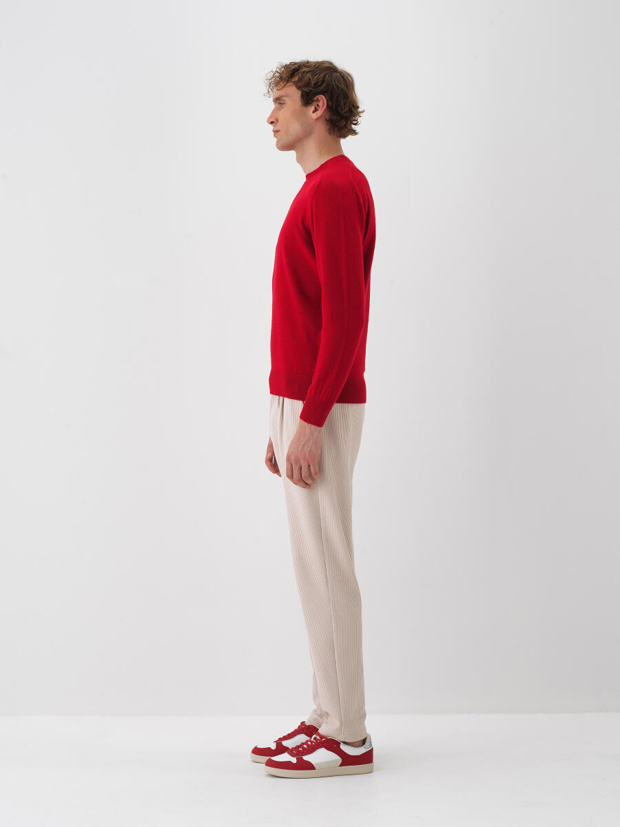 Wool Crew Neck Basic Sweater - 3