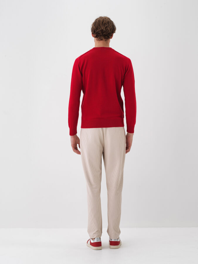 Wool Crew Neck Basic Sweater - 6