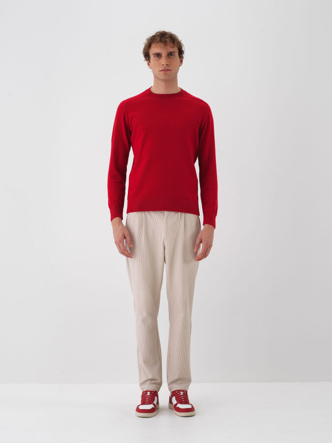 Wool Crew Neck Basic Sweater - 3