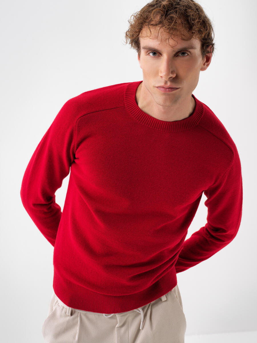 Wool Crew Neck Basic Sweater - 2