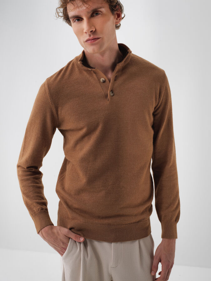 Wool Stand Collar Basic Sweater - Xint