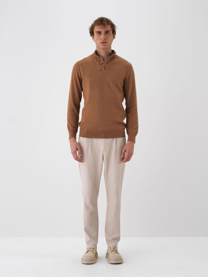 Wool Stand Collar Basic Sweater - 2