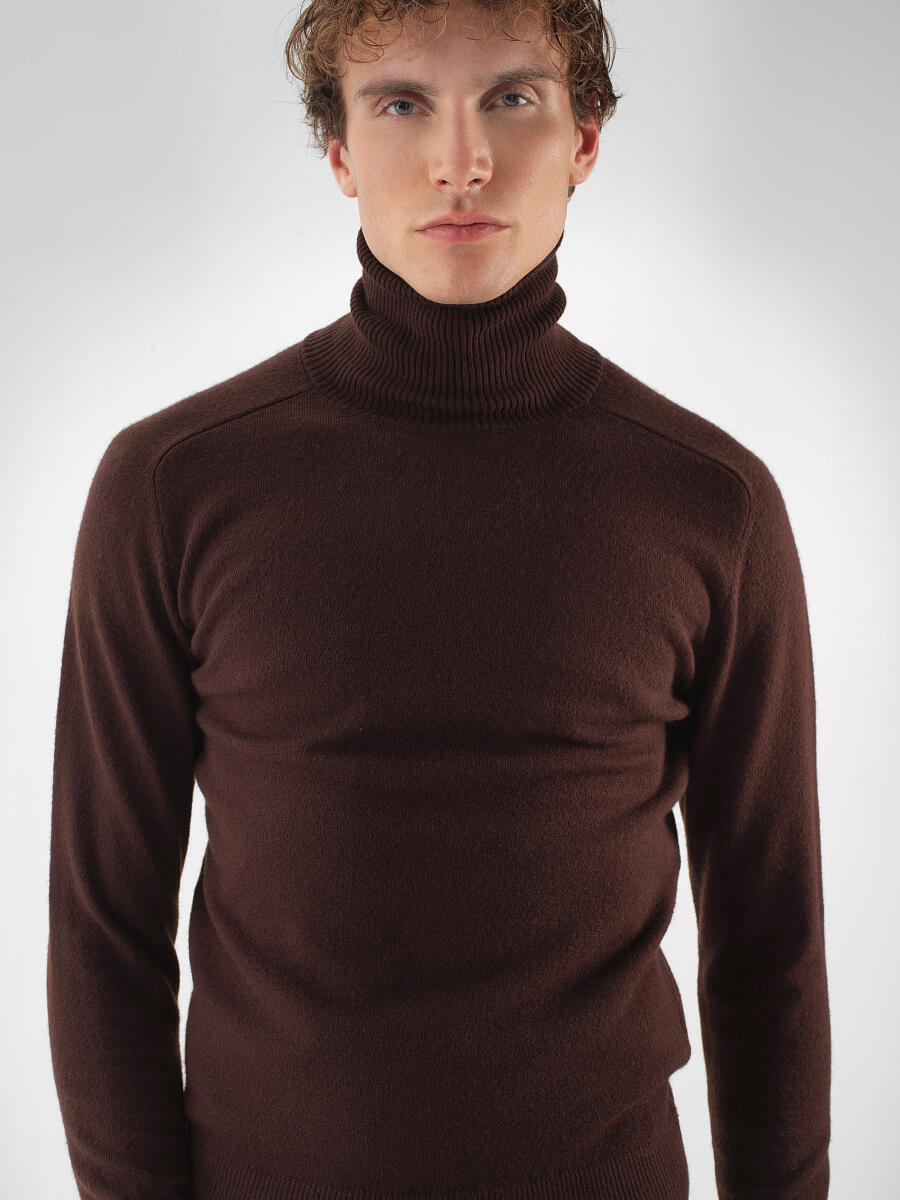 Wool Turtleneck Basic Sweater - 1