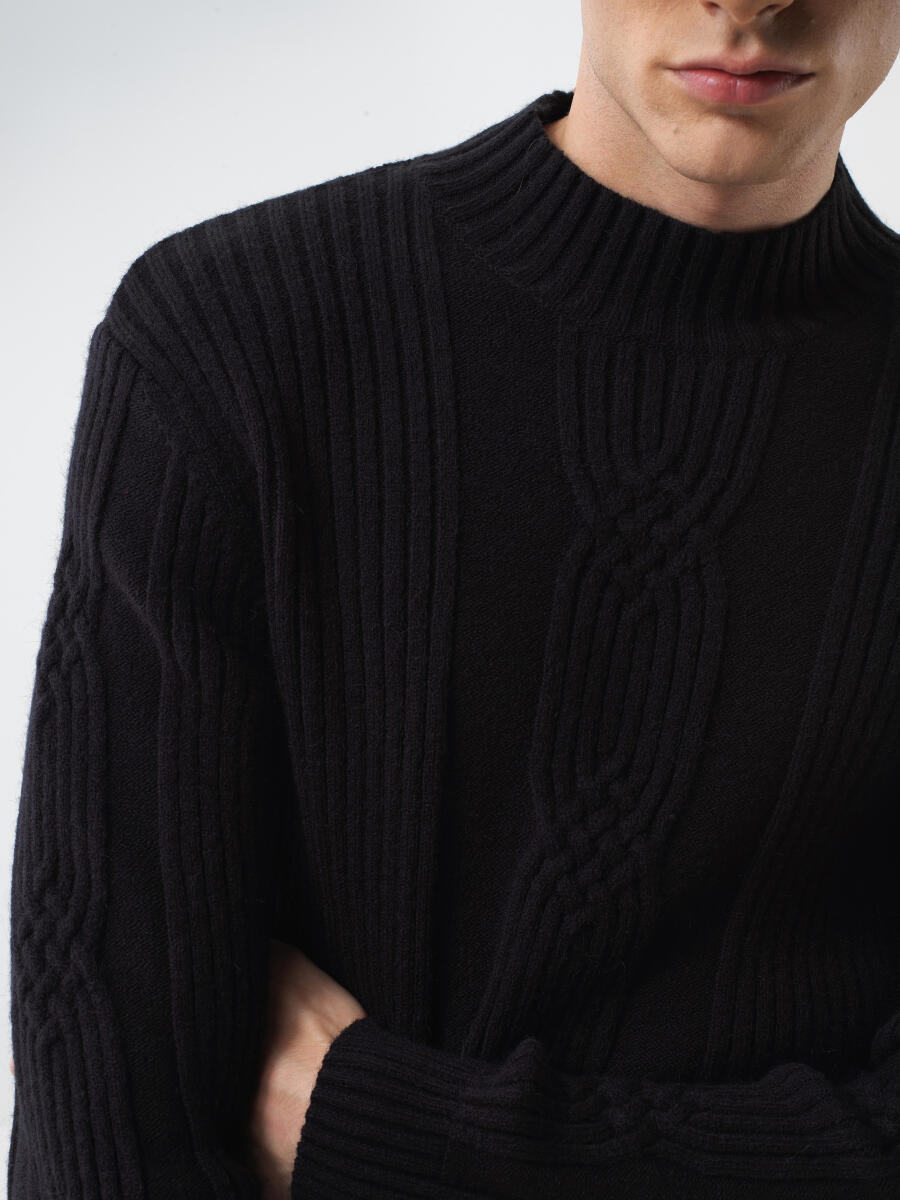 Wool Half-Turtleneck Sweater - 1