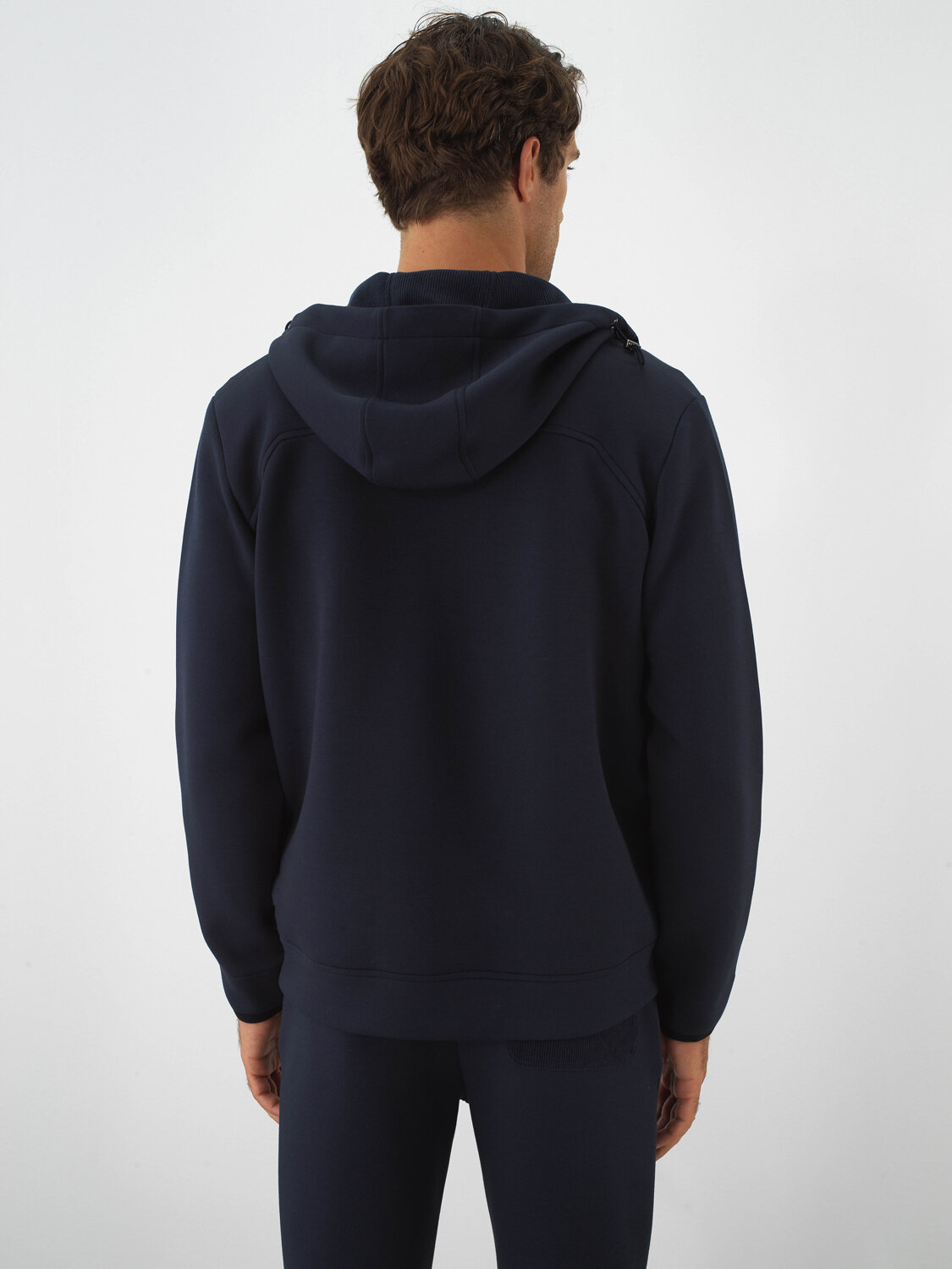 Navy Blue Cotton Textured Regular Fit Sweatpants - Xint