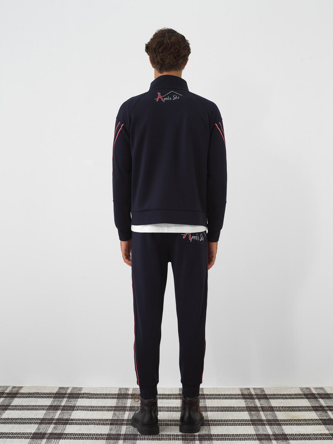 Navy Blue Flexible Textured Regular Fit Sweatpants - 6