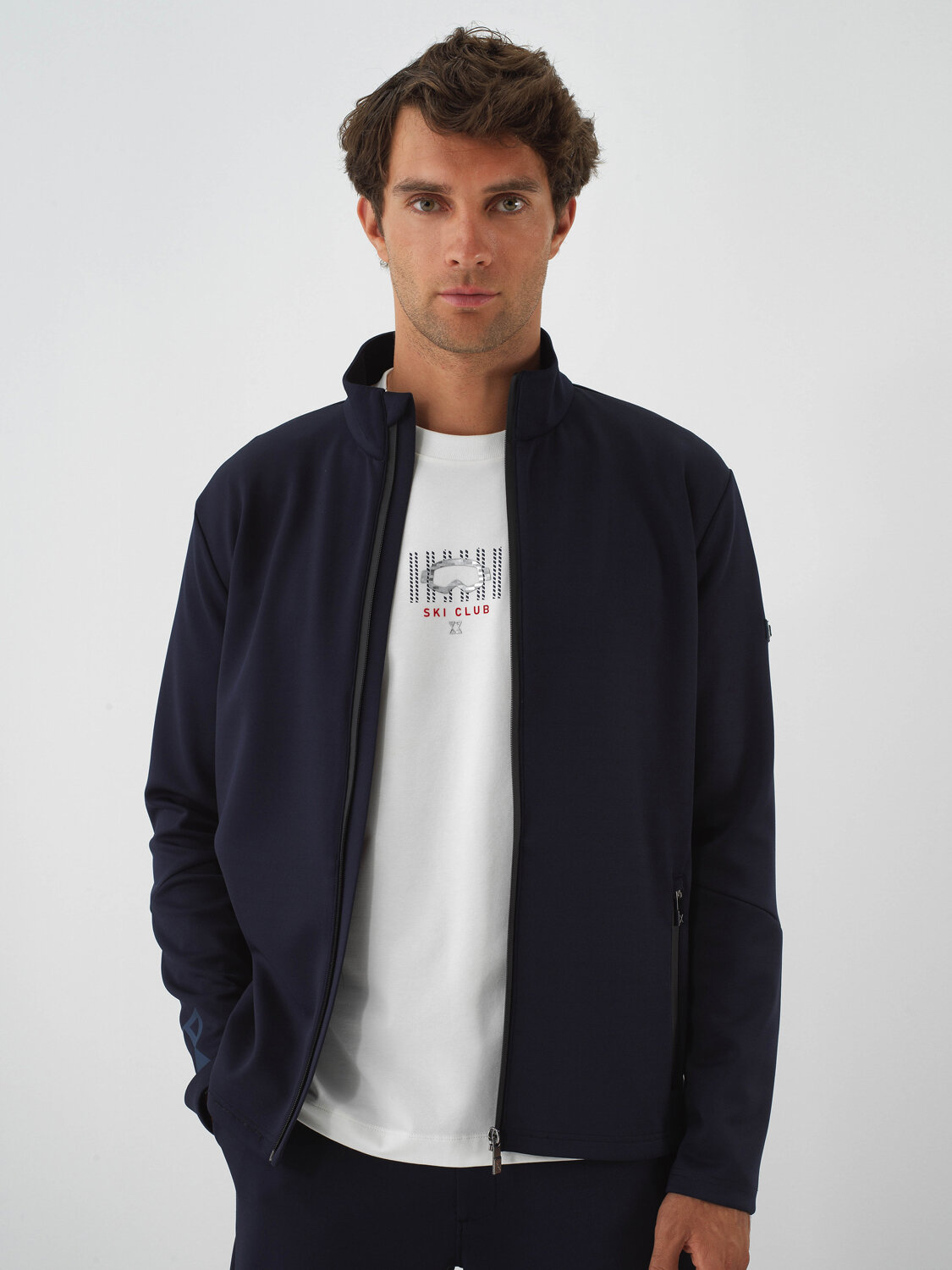 Navy Blue Flexible Textured Regular Fit Sweatpants - Xint