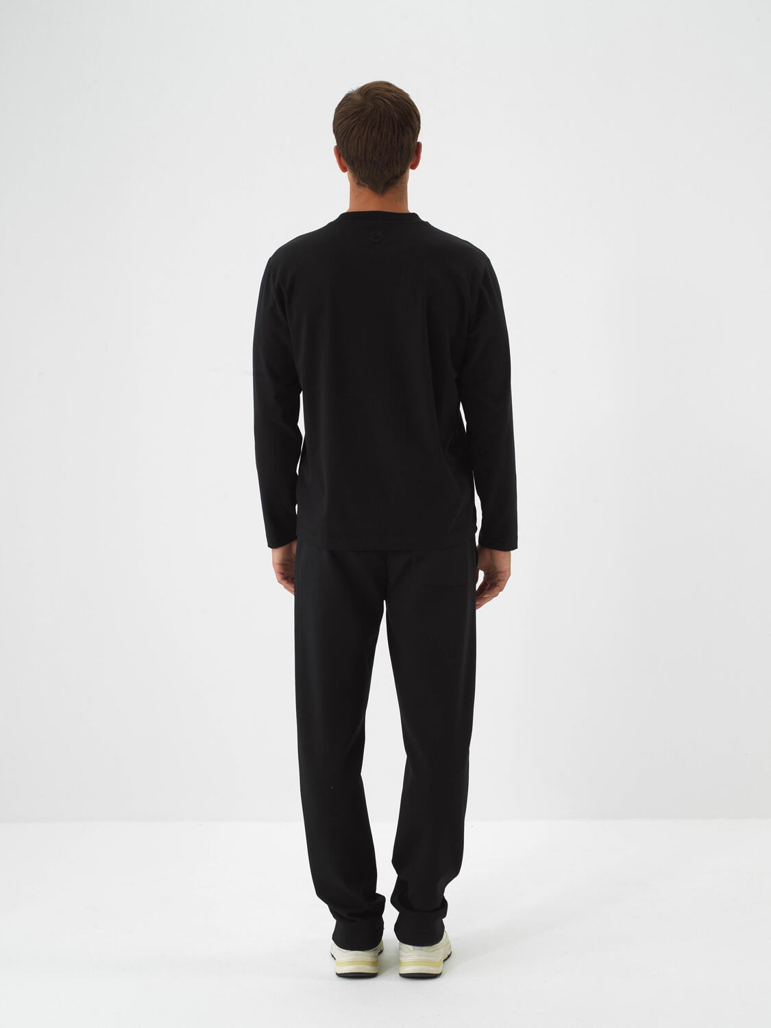 Black Cotton Textured Regular Fit Sweat Pants - 6