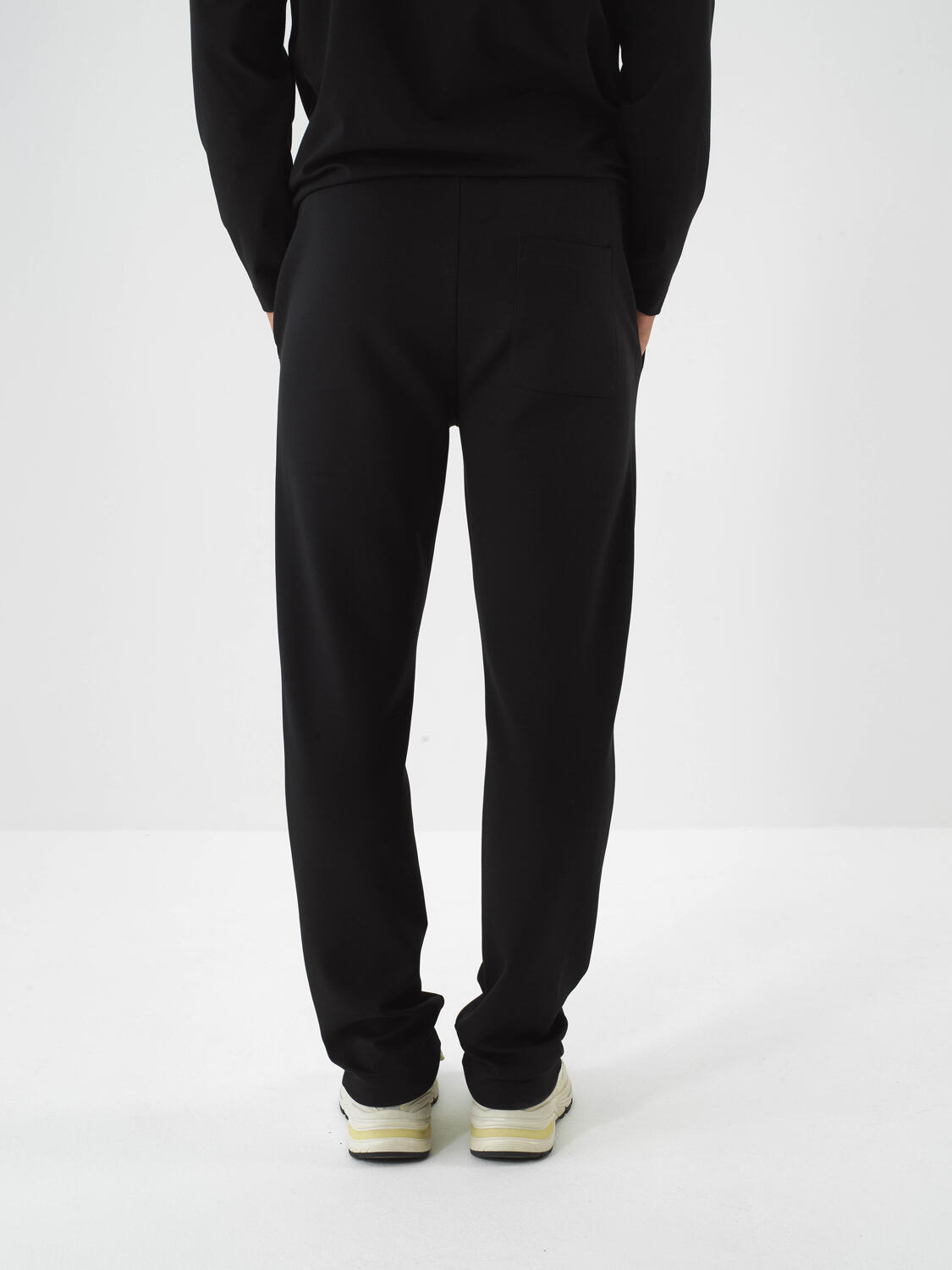 Black Cotton Textured Regular Fit Sweat Pants - 5