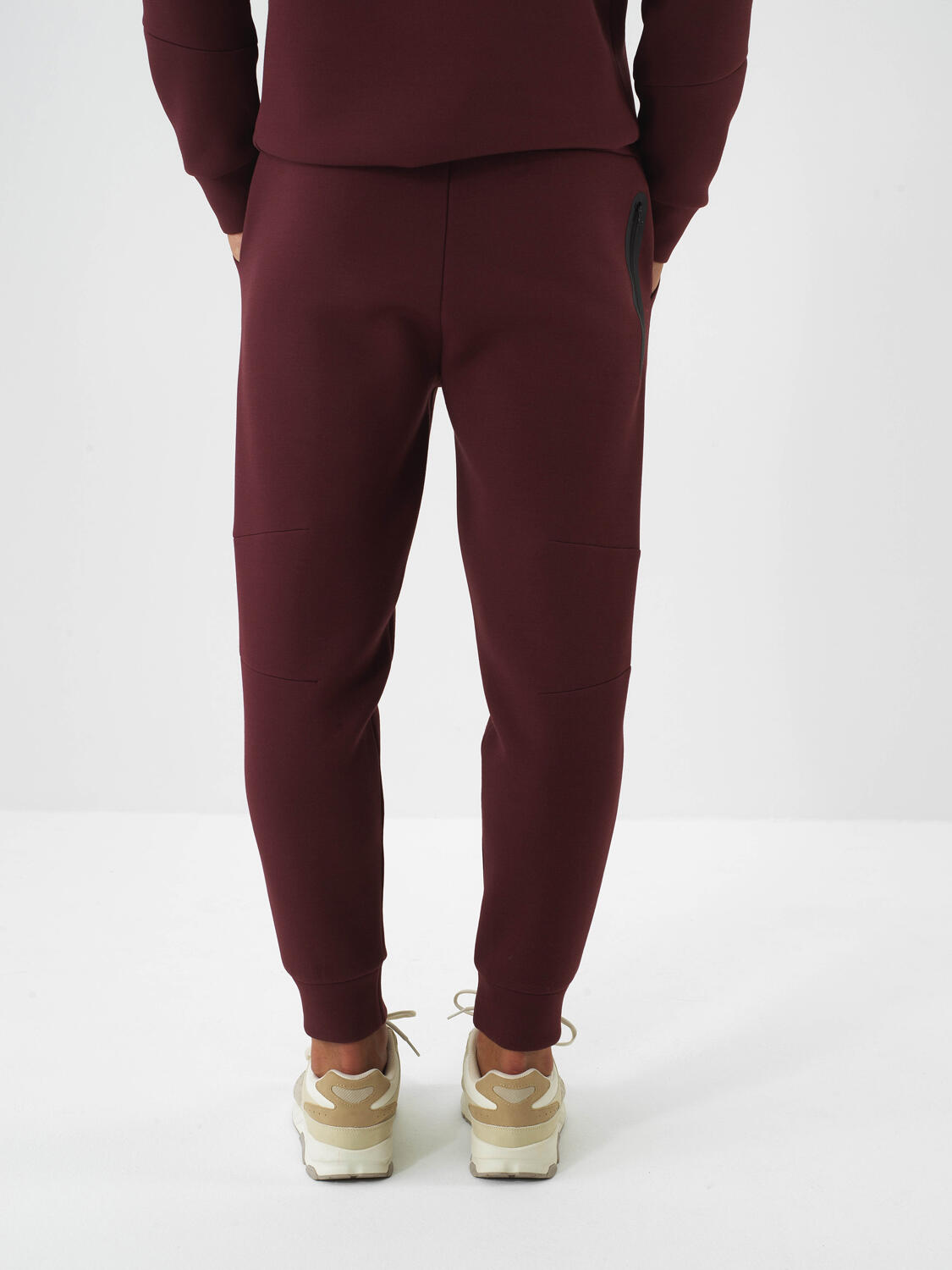 Claret Red Cotton Textured Regular Fit Sweat Trousers - 5