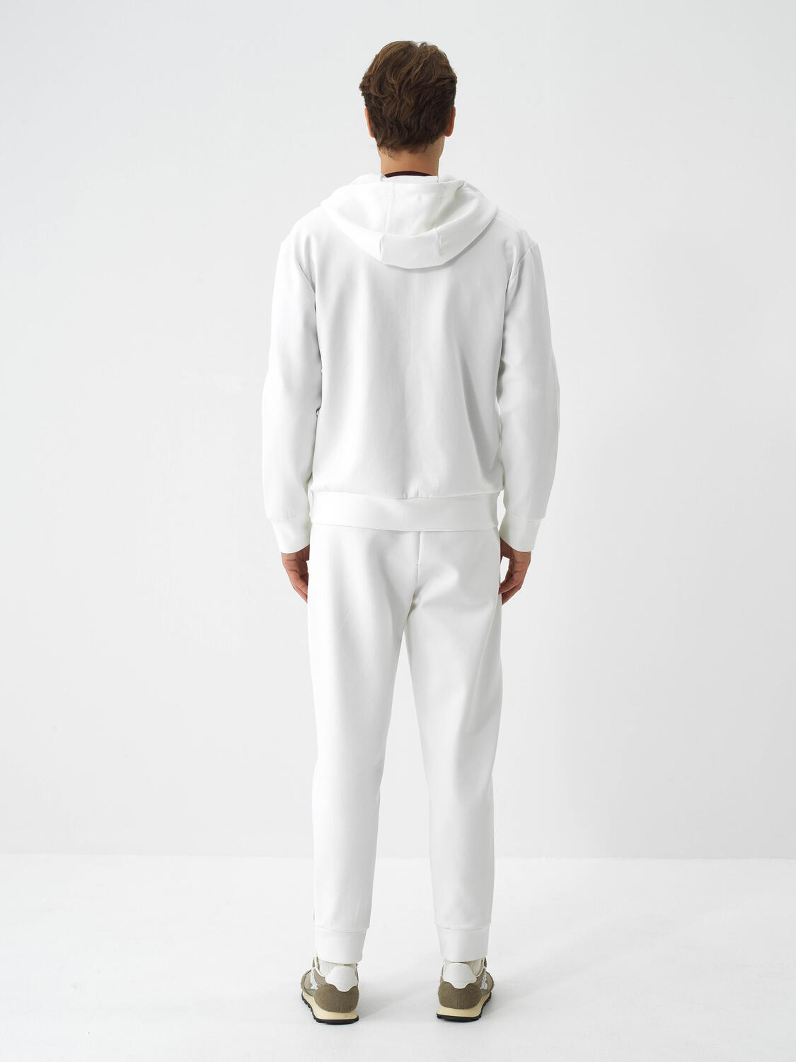 Ecru Cotton Textured Regular Fit Sweat Trousers - 6