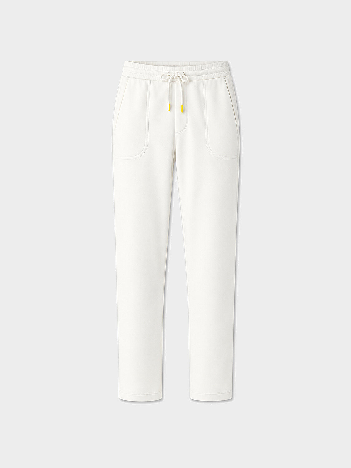 Ecru Cotton Textured Regular Fit Sweat Trousers - 1