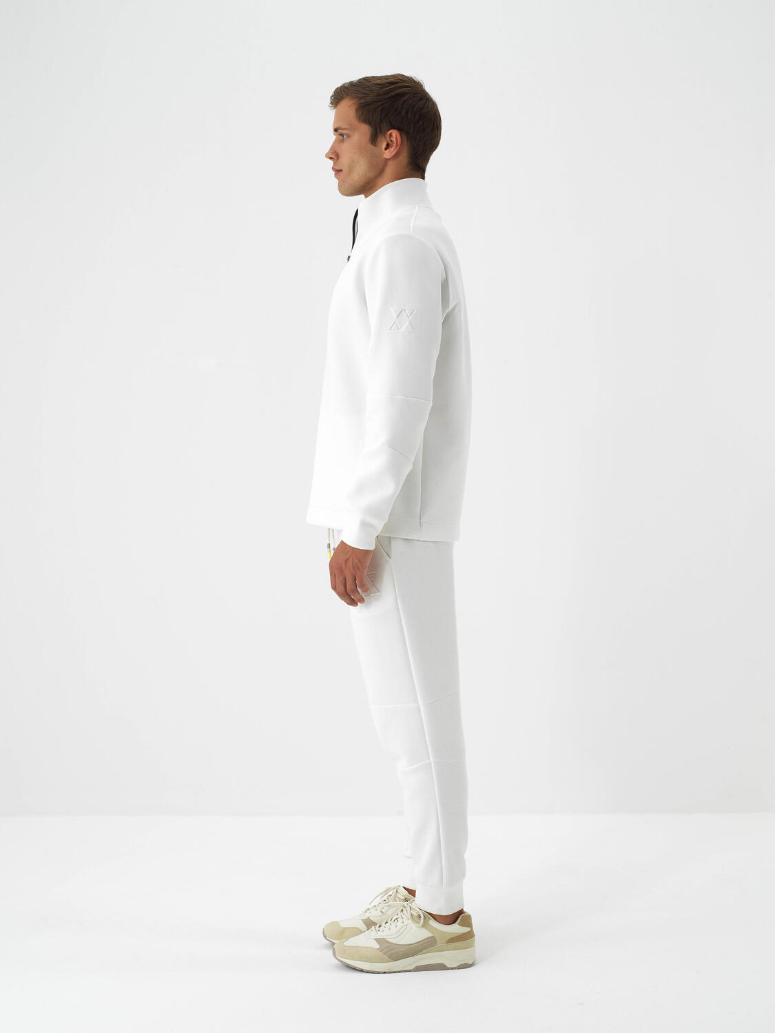 Ecru Cotton Textured Regular Fit Sweat Trousers - 4