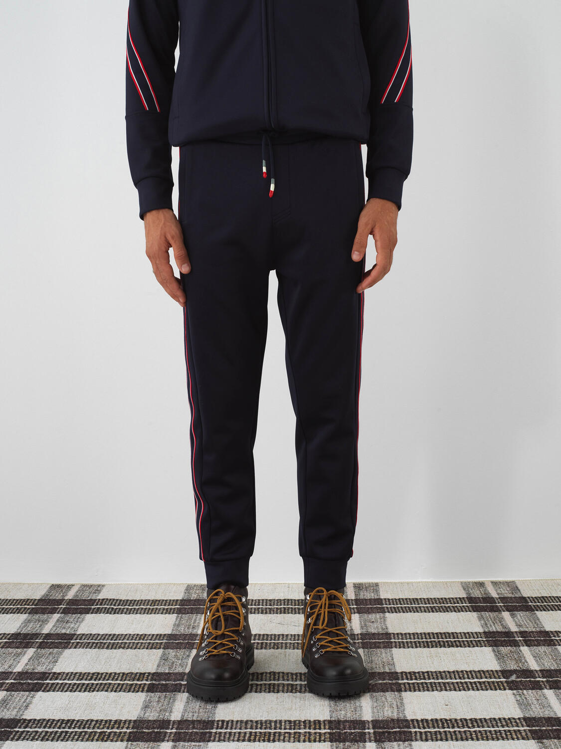 Navy Blue Flexible Textured Regular Fit Sweat Trousers