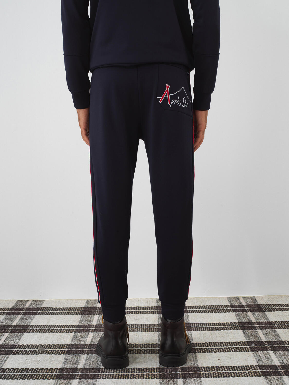 Navy Blue Flexible Textured Regular Fit Sweat Trousers - 6