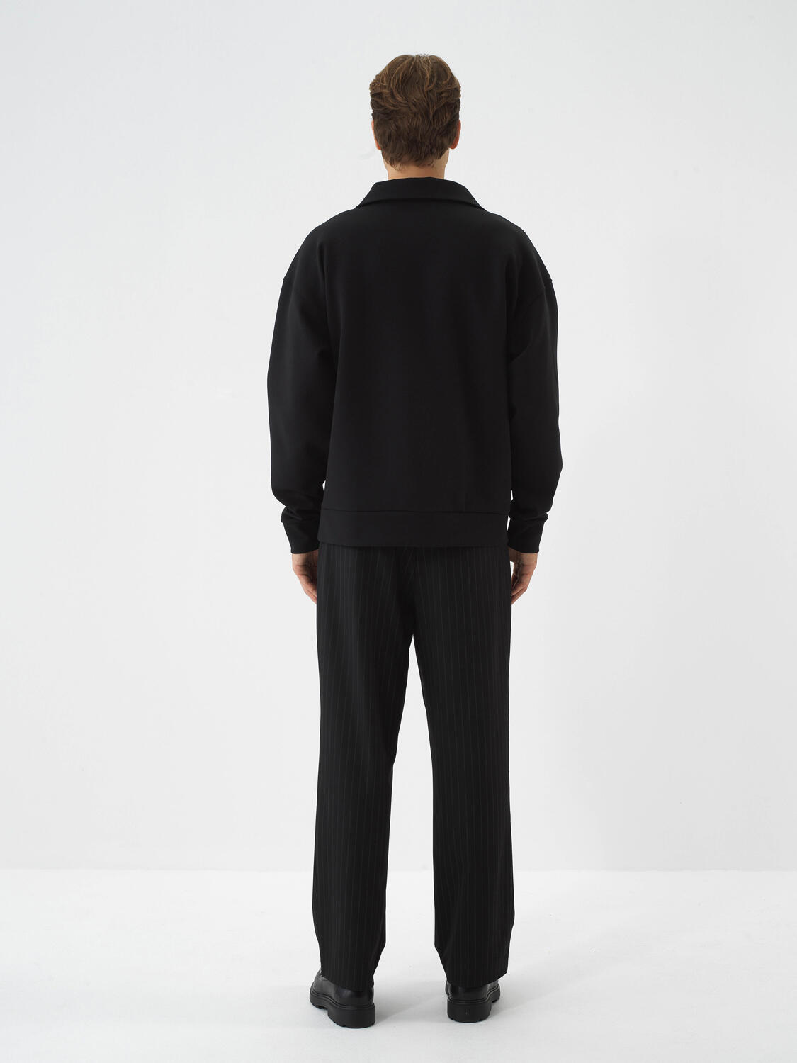 Black Cotton Textured Oversized Sweatshirt - 5