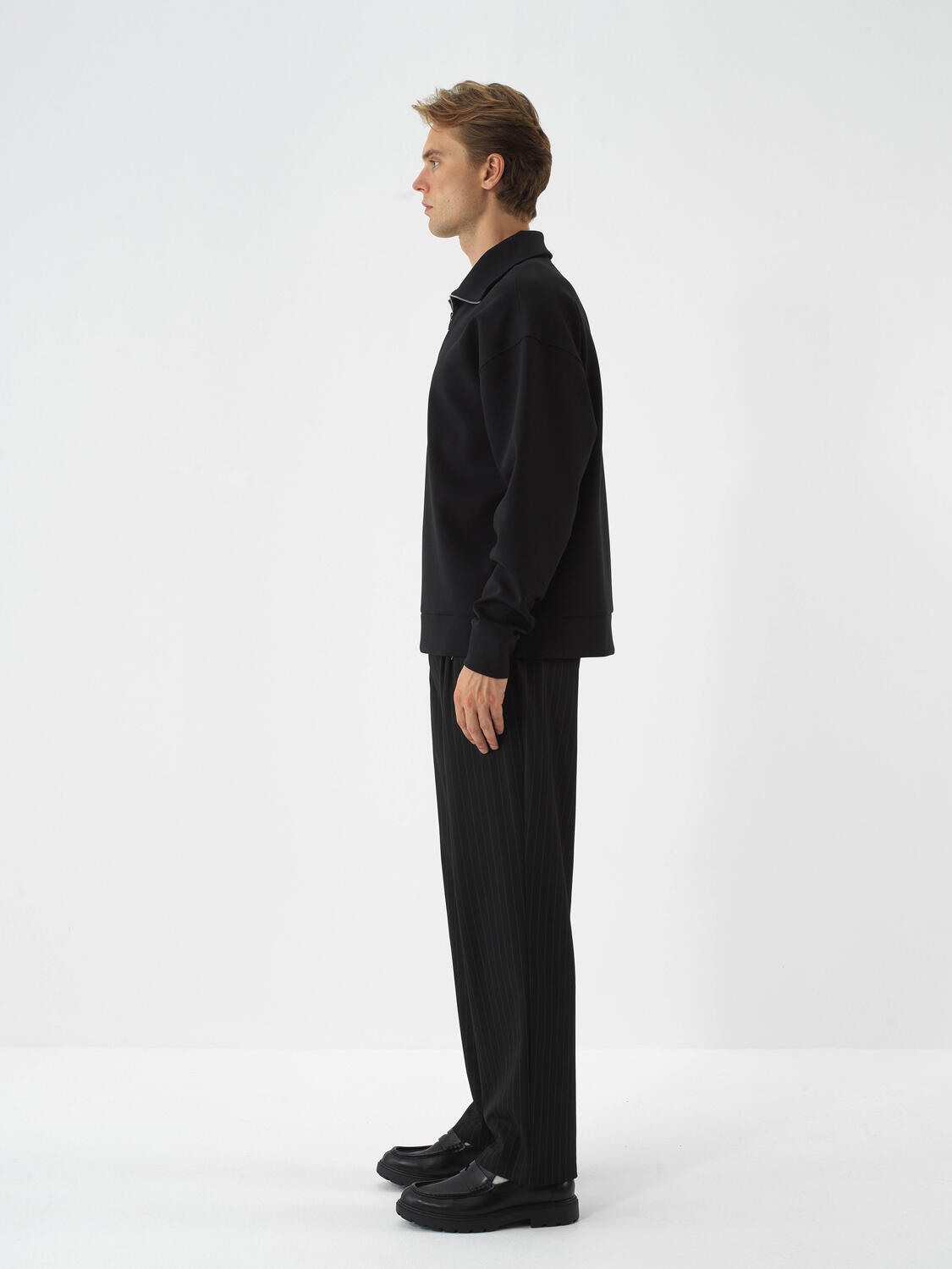 Black Cotton Textured Oversized Sweatshirt - 3