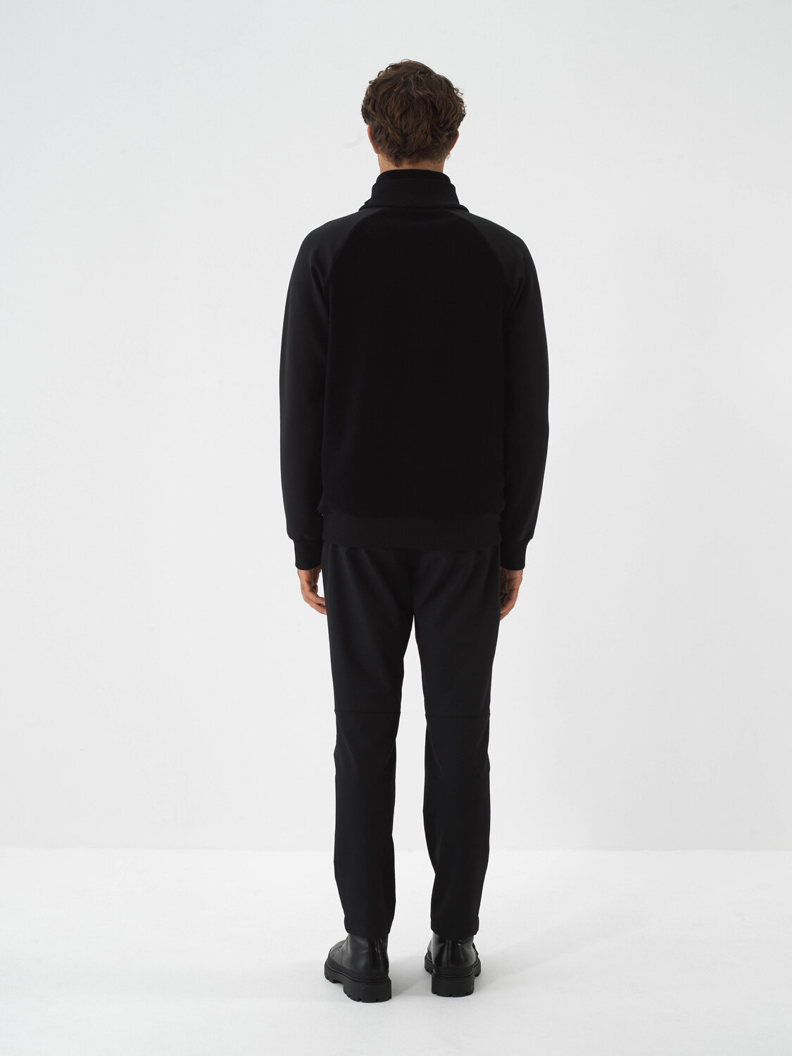 Black Cotton Textured Regular Fit Sweatshirt - Xint
