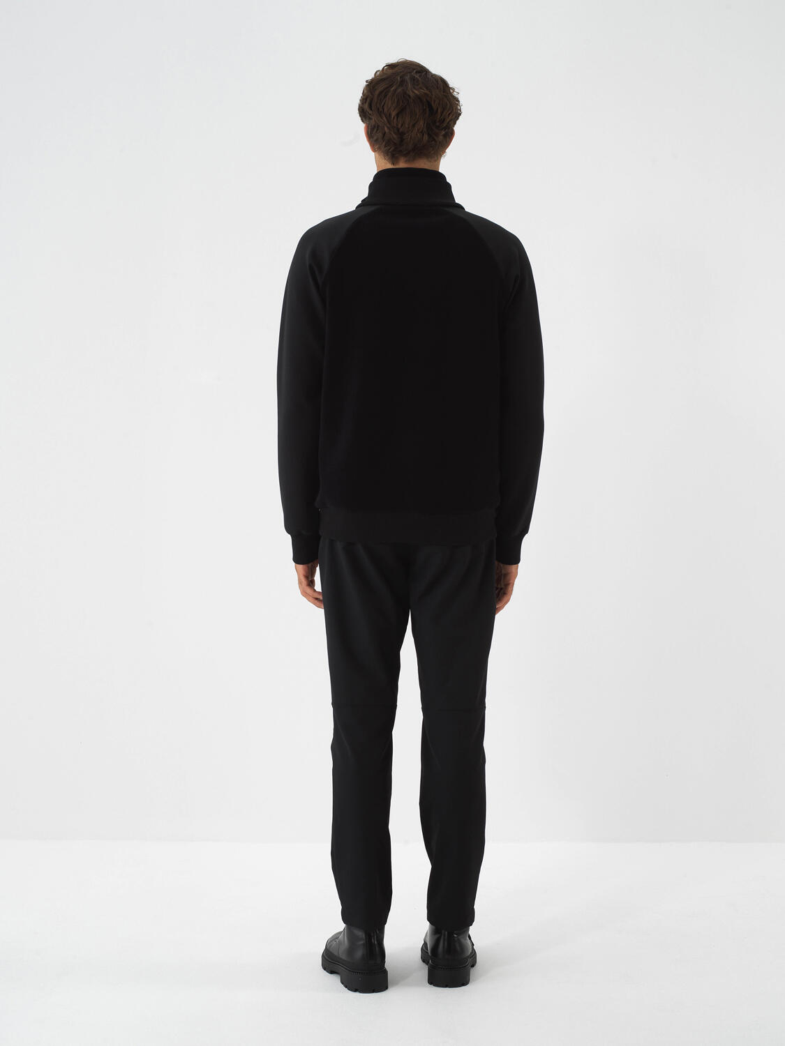 Black Cotton Textured Regular Fit Sweatshirt - 5