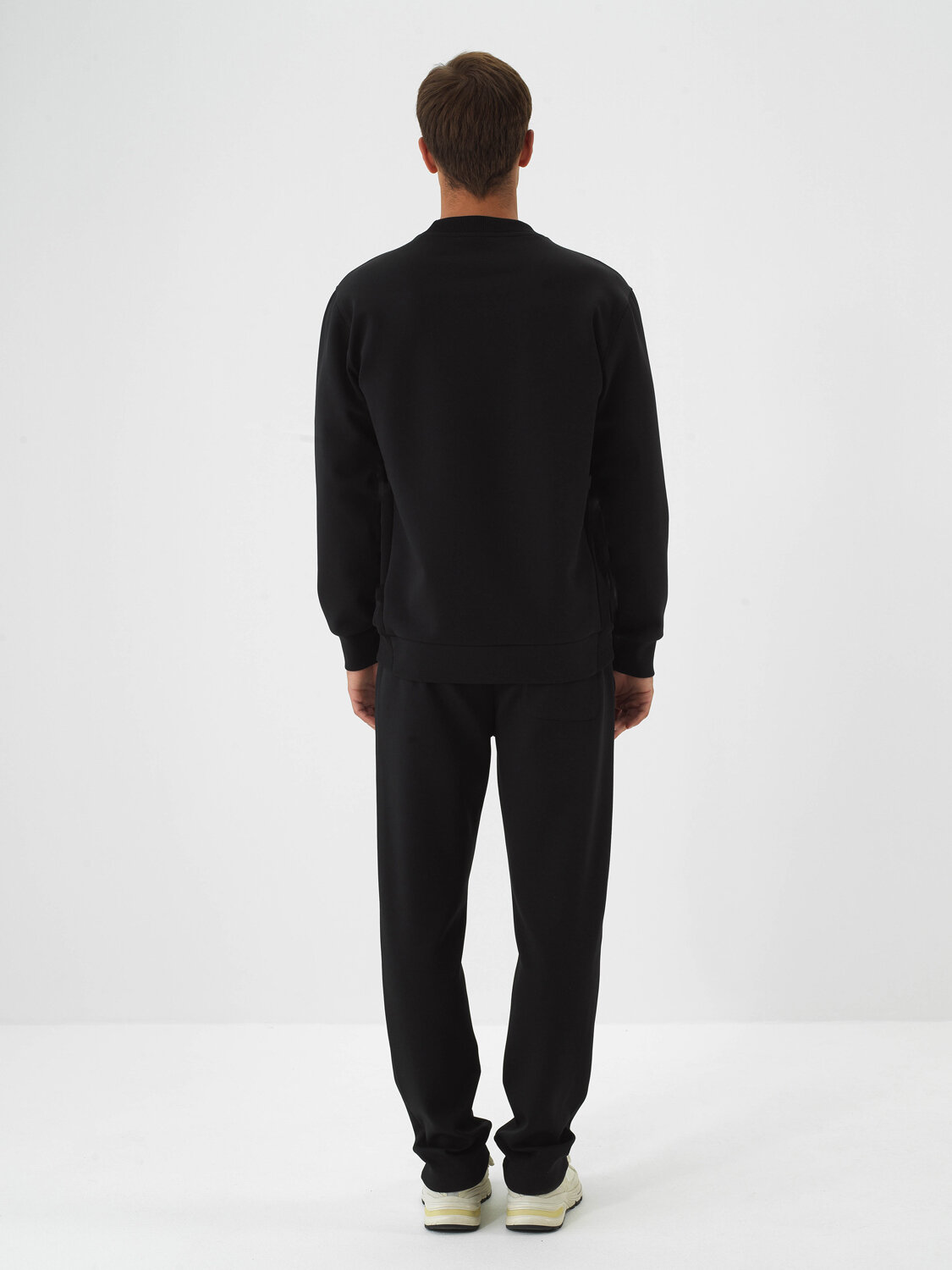 Black Cotton Textured Regular Fit Sweatshirt - Xint