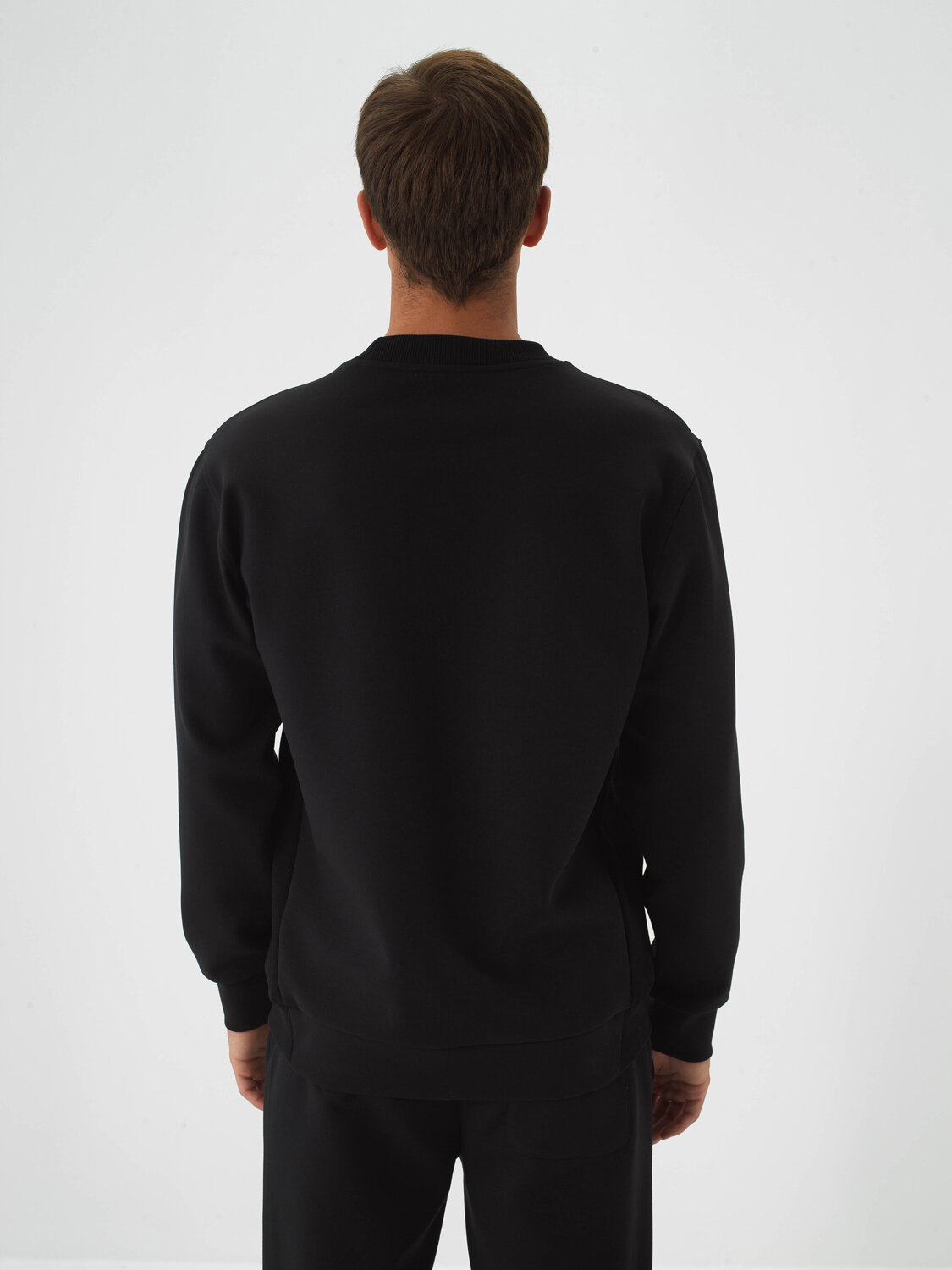 Black Cotton Textured Regular Fit Sweatshirt - Xint