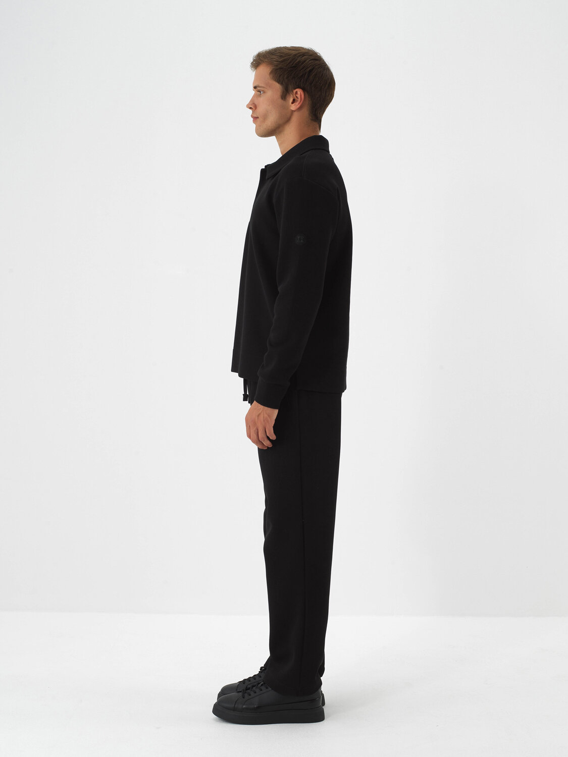 Black Cotton Textured Regular Fit Sweatshirt - Xint