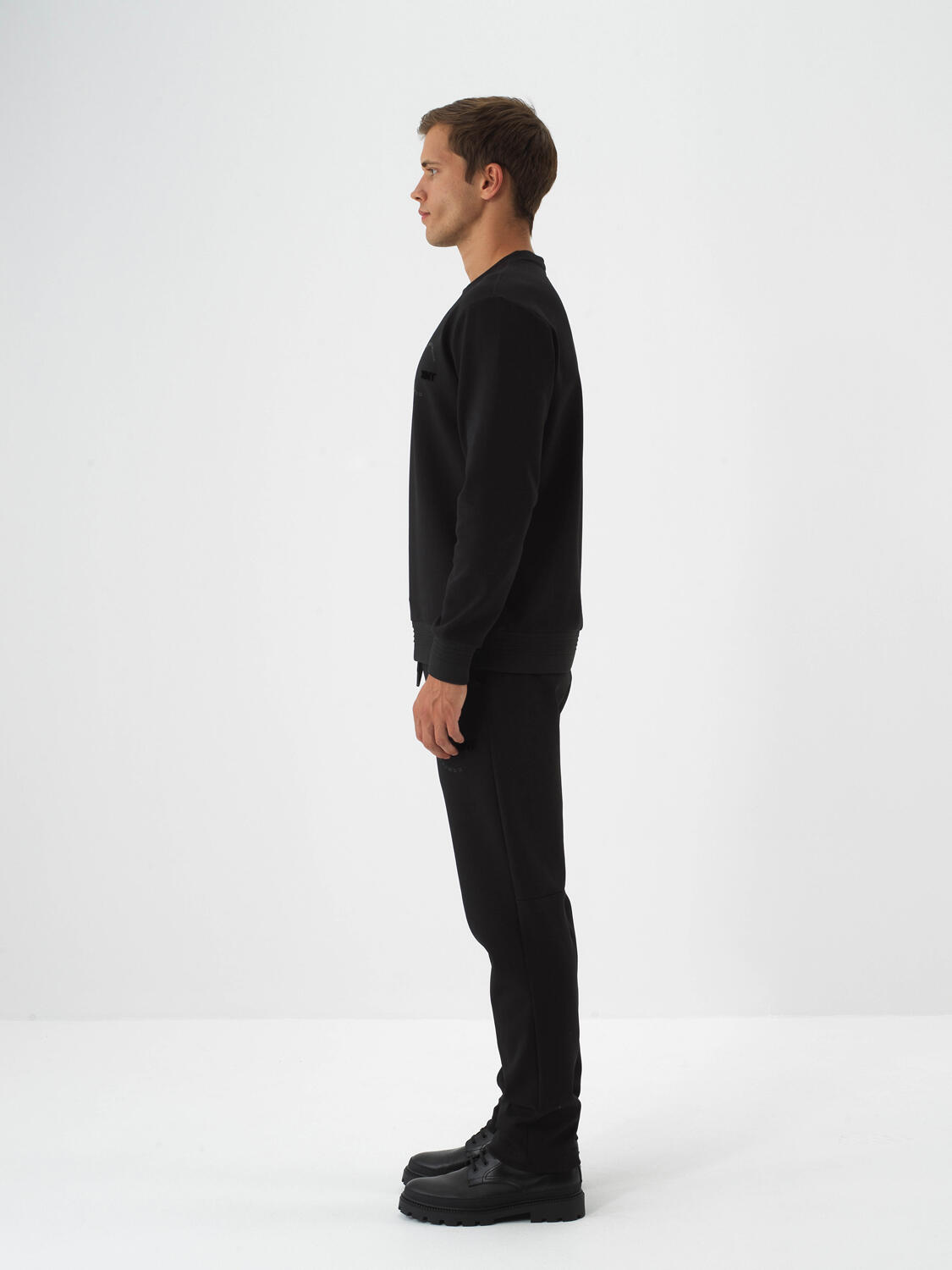 Black Cotton Textured Regular Fit Sweatshirt - 3