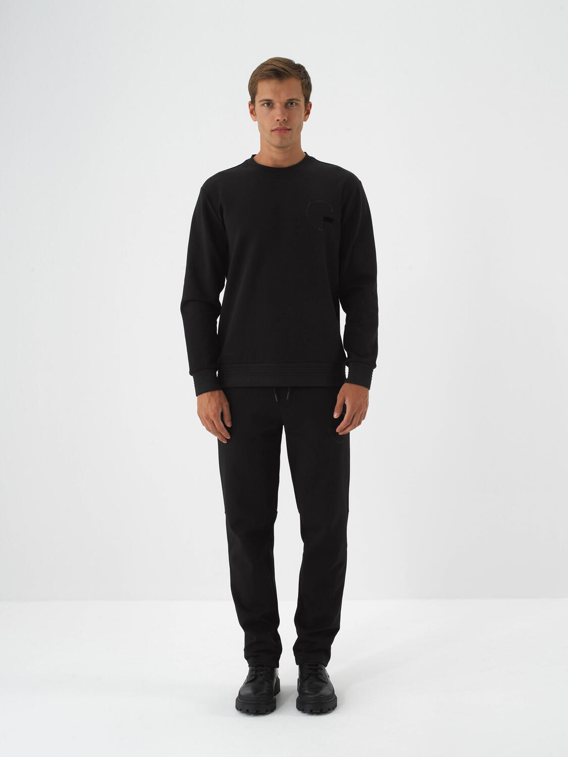 Black Cotton Textured Regular Fit Sweatshirt - 2