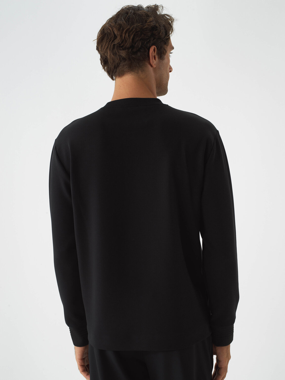 Black Cotton Textured Regular Fit Sweatshirt - Xint
