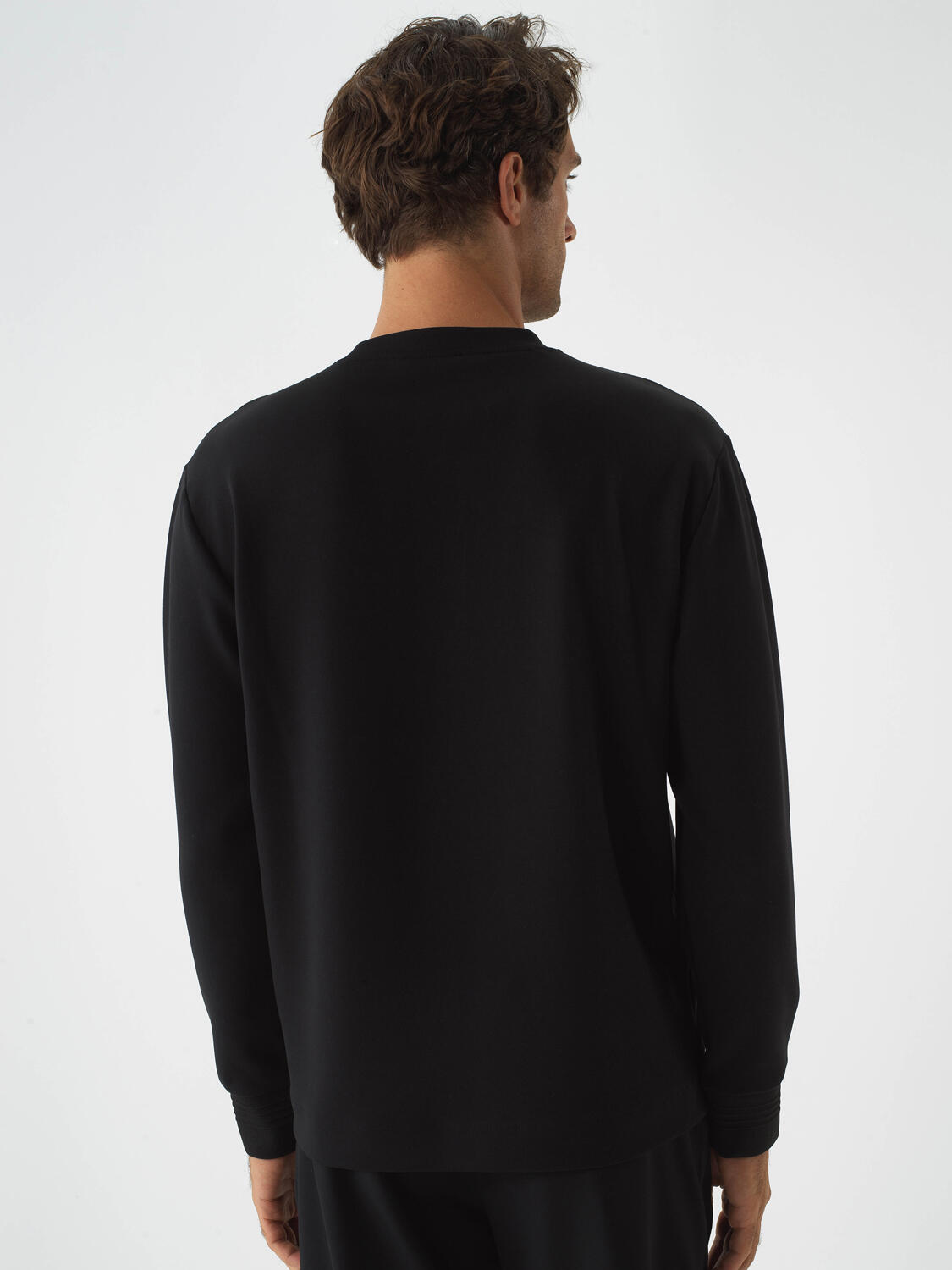 Black Cotton Textured Regular Fit Sweatshirt - 4