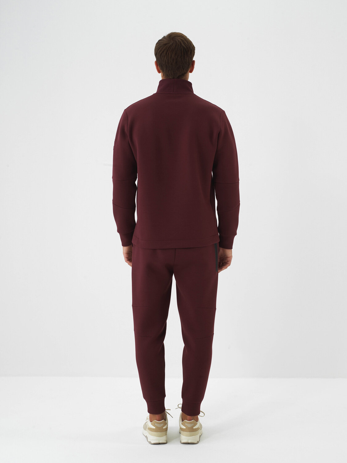 Burgundy Cotton Textured Regular Fit Sweatshirt - Xint