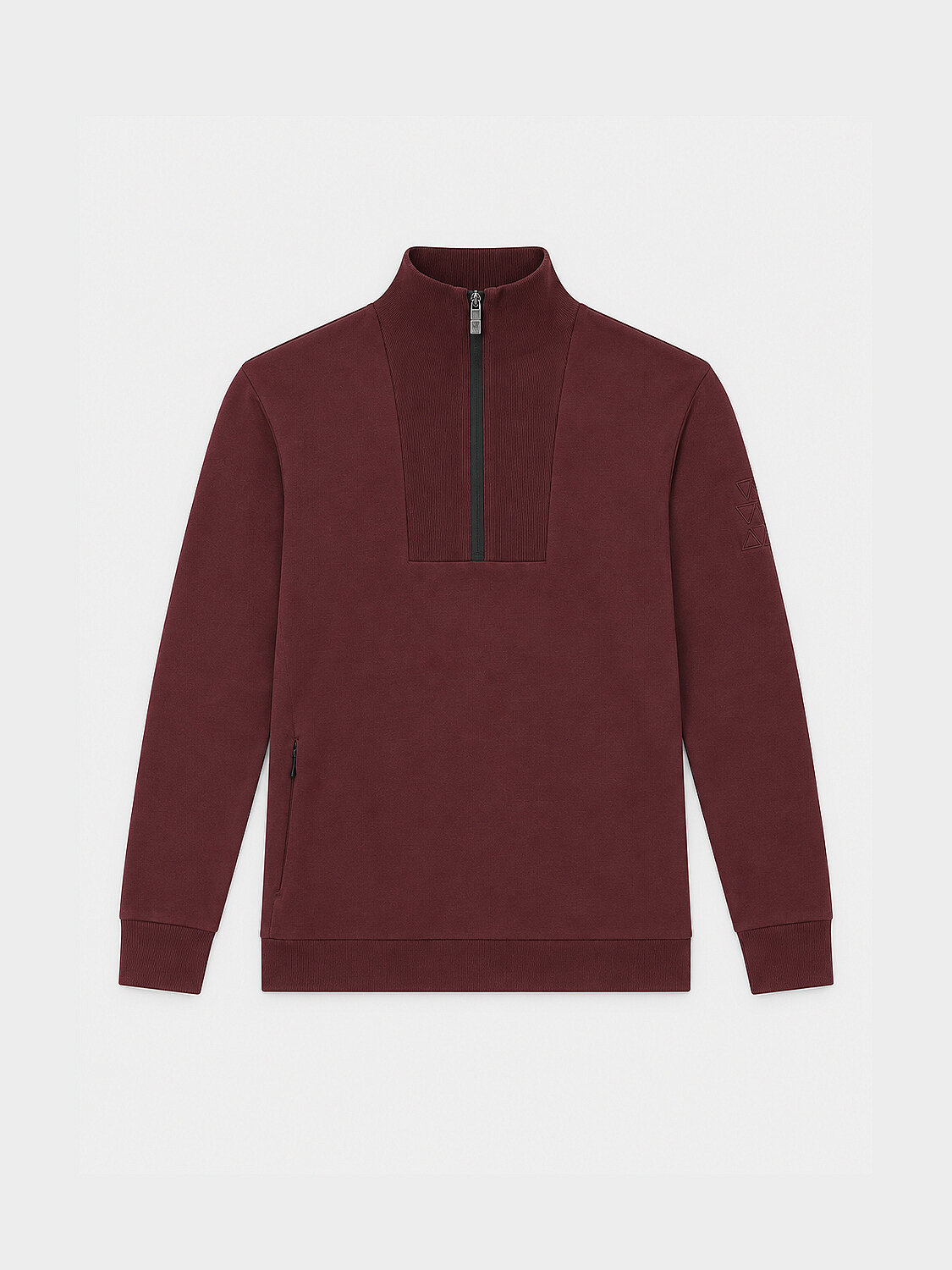 Burgundy Cotton Textured Regular Fit Sweatshirt - 1