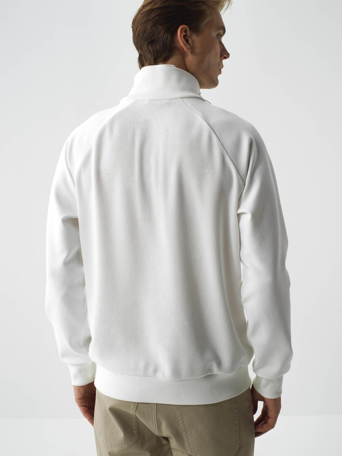 Ecru Cotton Textured Regular Fit Sweatshirt - 4