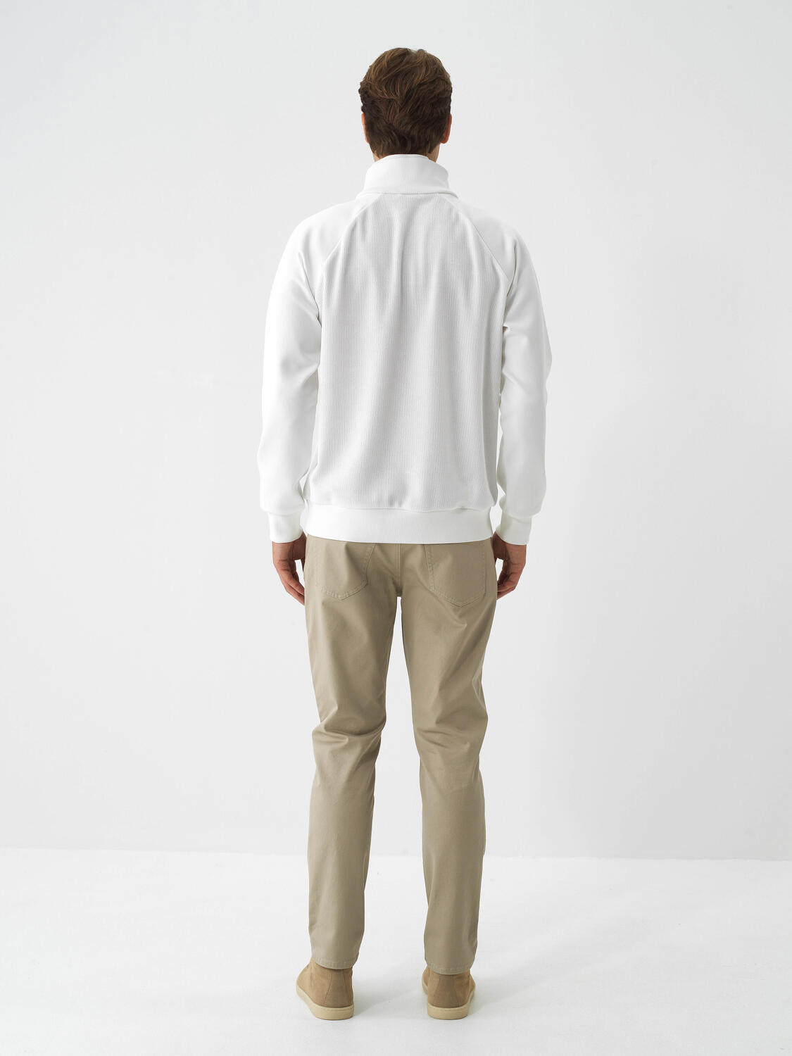 Ecru Cotton Textured Regular Fit Sweatshirt - 5