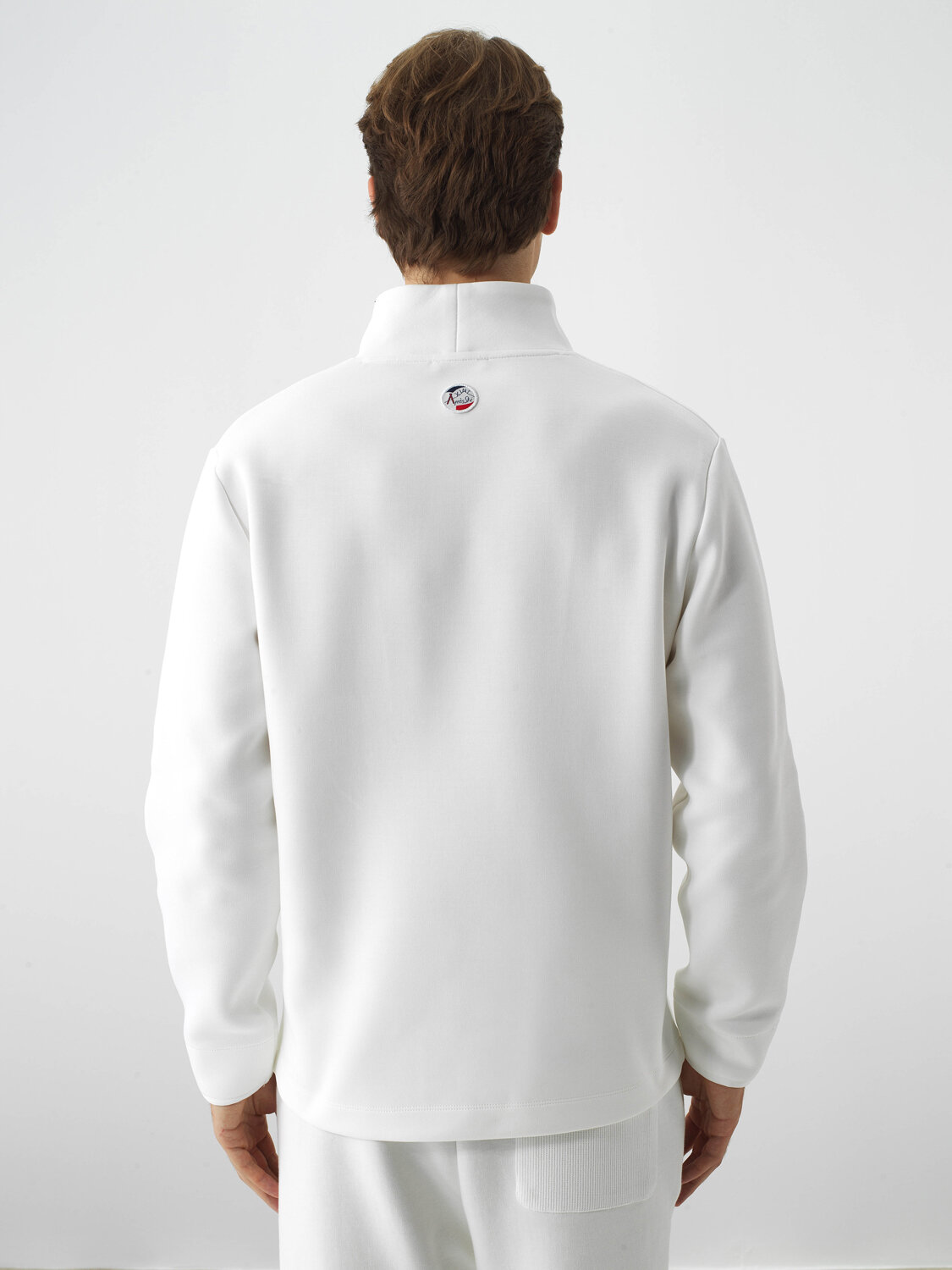 Ecru Cotton Textured Regular Fit Sweatshirt - Xint