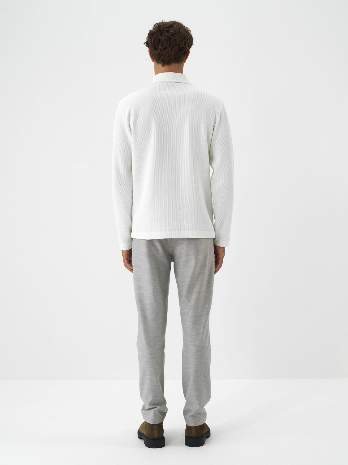 Ecru Cotton Textured Regular Fit Sweatshirt - 5