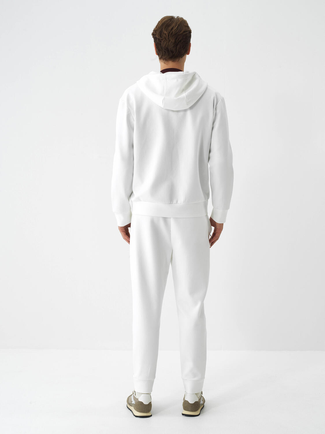 Ecru Cotton Textured Regular Fit Sweatpants - 5