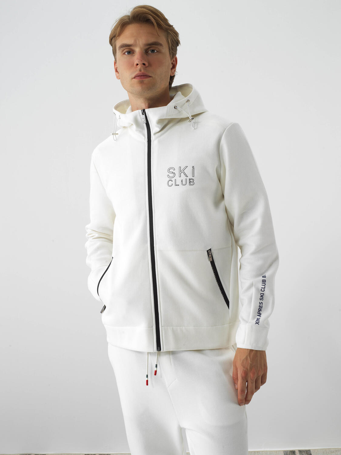 Ecru Cotton Textured Regular Fit Sweatpants