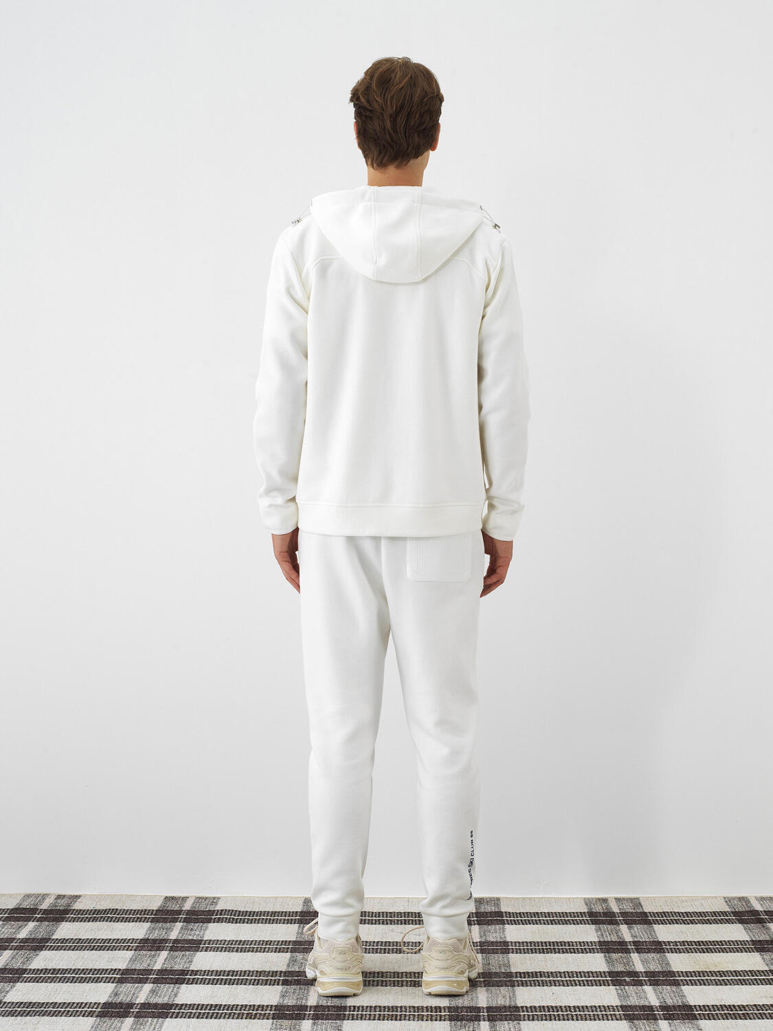 Ecru Cotton Textured Regular Fit Sweatpants - 5