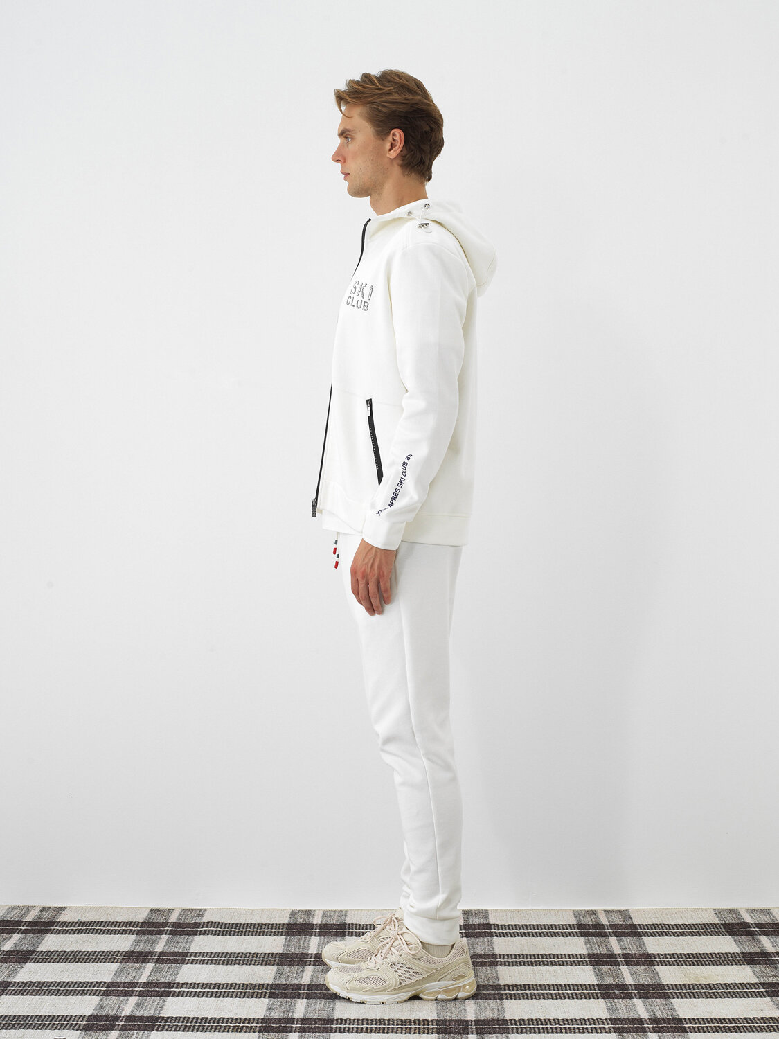 Ecru Cotton Textured Regular Fit Sweatpants - Xint