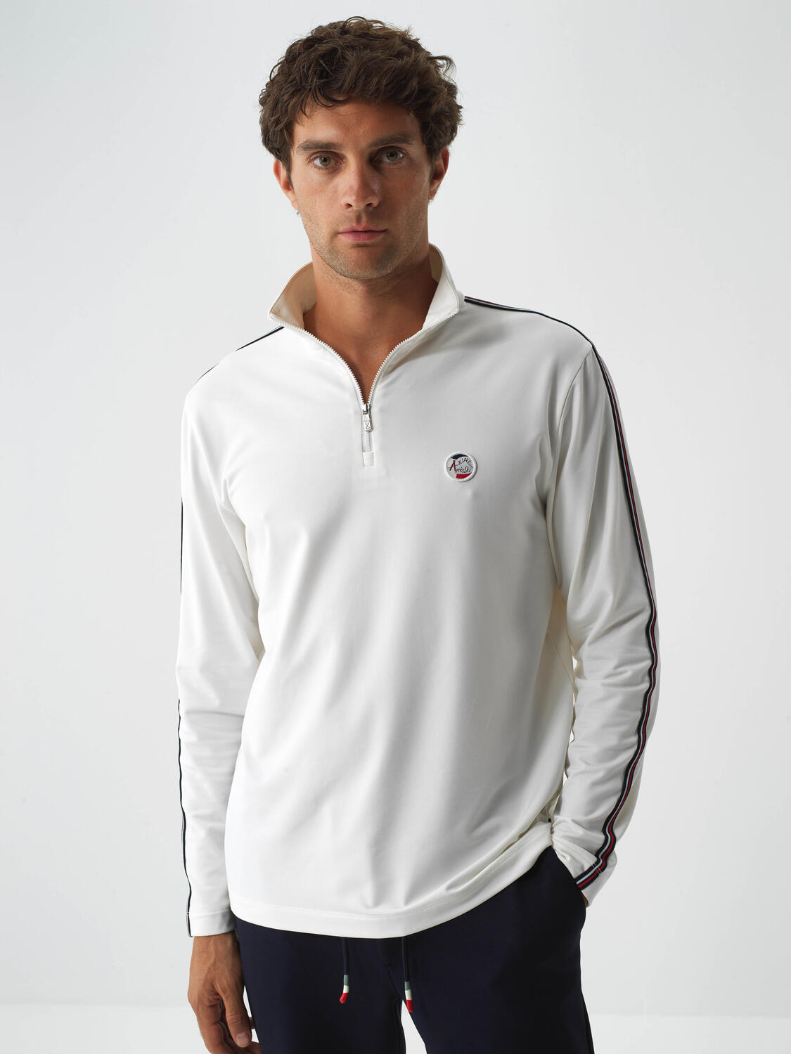 Ecru Flexible Textured Regular Fit Sweatshirt - 1